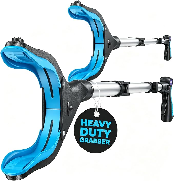 KEKOY Pro 40-inch Reacher Grabber Pickup Tool 2 Pack, Foldable Grabbers for Seniors Heavy Duty Pick Up Trash Stick with Anti-Slip 360° Rotating Jaw, 4" Wide Extended Weed Gripper Claw with Magnet