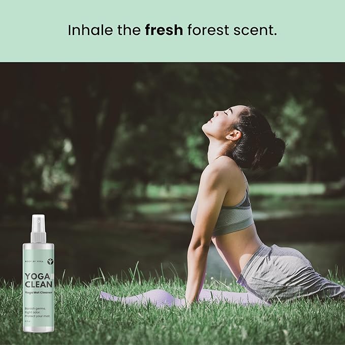 Yoga Clean - Natural Yoga Mat Cleaning Spray and Deodorizer To Fight Odor and Protect Your Mat | Made In The USA | 8 oz Safe For Cork, Rubber, And All Fabric
