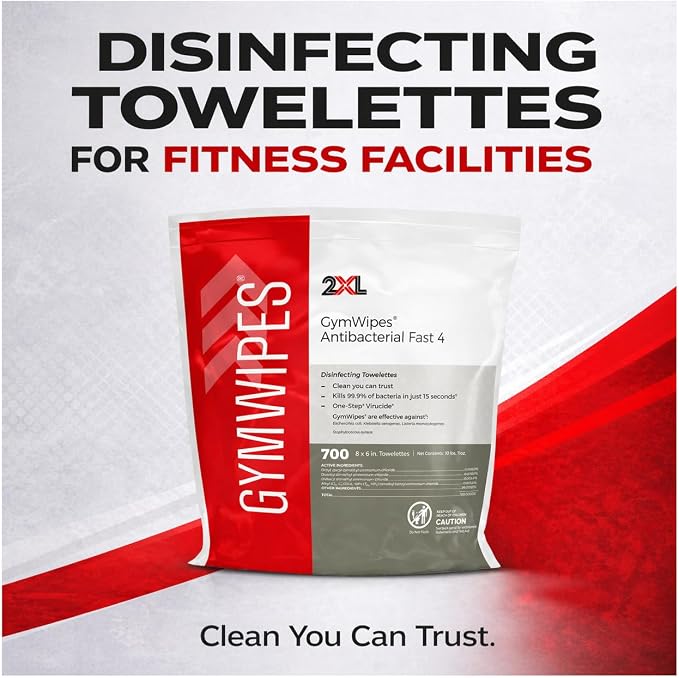 GymWipes Antibacterial Wipes by 2XL Corporation, Towelettes Bucket Refill - Clean, Deodorize & Kills Bacteria, Viruses & Fungi