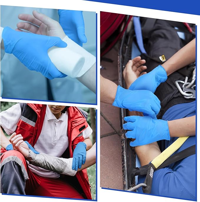 Chicingyou 30 Pairs Disposable Emergency Glove Individually Packaged Travel Gloves Travel Trauma Essential Nitrile Glove (Blue)