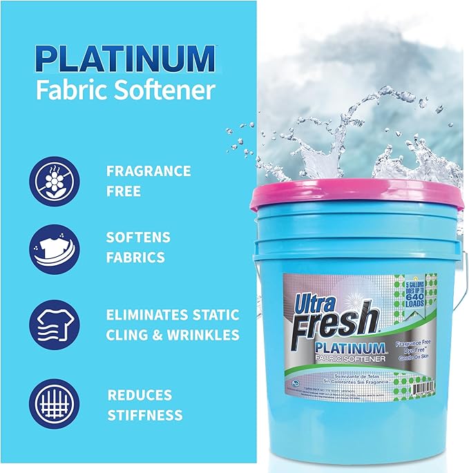 Ultra Fresh Platinum Fragrance & Dye Free Fabric Softener Up to 640 Loads Bundled with Platinum 6X Laundry Detergent Sheets with Fragrance & Dye Free