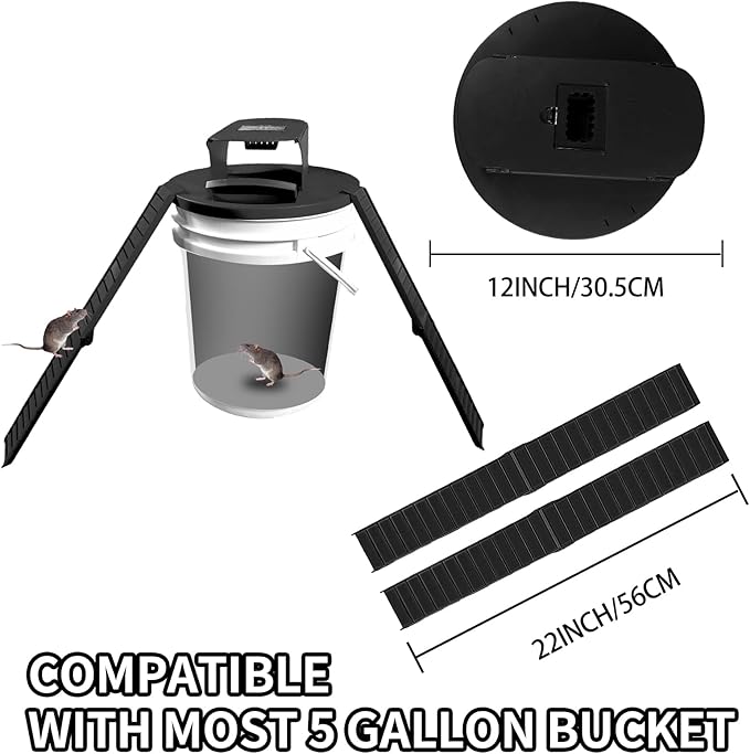 Mouse Traps Indoor for Home, 4 Pack Mouse Trap Bucket Lid with Upgraded Clear Box, 2 Ramps & Auto Reset, Efficient Humane Rat Trap for Indoor & Outdoor Use, Compatible with 5-Gallon Buckets