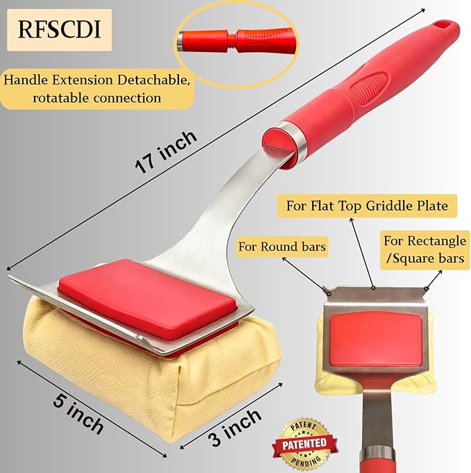 Grill Brush for Outdoor Grill Bristle Free - Reinforced Grill Cleaner Scraper BBQ Brush - Replaceable Head Barbecue Grill Cleaning Brush - Safe BBQ Accessories Grill Tools (Red)