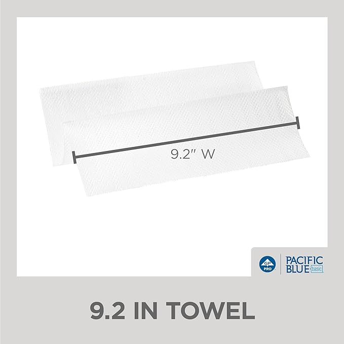 Pacific Blue Basic Recycled Multifold Paper Towels (Previously Branded Envision) by GP PRO (Georgia-Pacific), White, 24590, 250 Towels Per Pack, 16 Packs Per Case (4000 Total), 9.20'' x 9.44