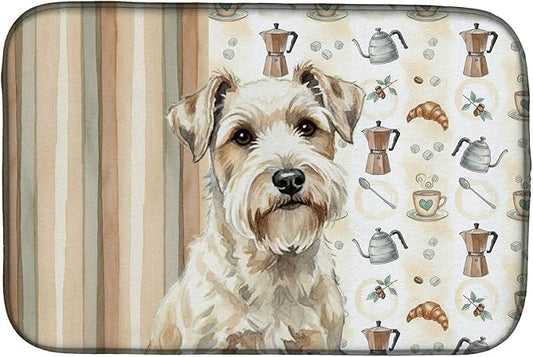Caroline's Treasures Sealyham Terrier Coffee Bar Dish Drying Mat Absorbent Dish Drying Mat Pad for Kitchen Counter Dish Drainer Mat for Countertop, 14 x 21", Multicolor