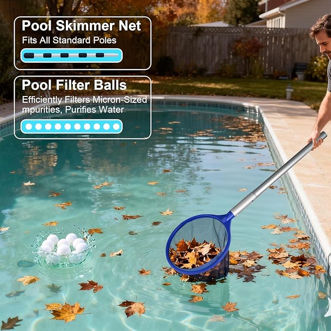 Upgraded Cordless Pool Vacuum with Telescopic Pole, 60 Min Powerful Suction & Transparent Head, Rechargeable Handheld Cleaner for Above Ground Pools, Inground Pools, Hot Tubs and Spa