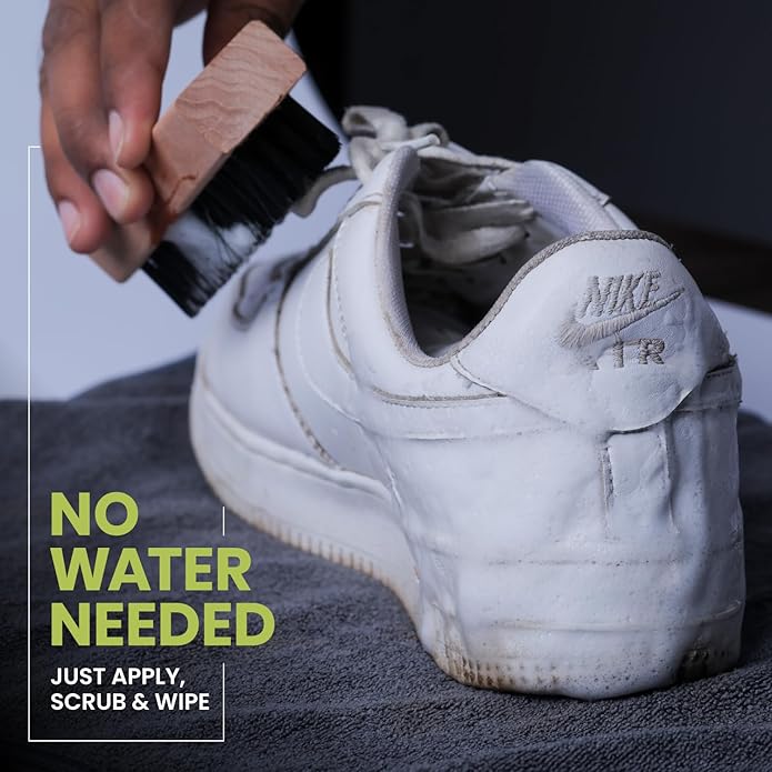 Quick Fastfoam Sneaker Shoe Cleaning Kit 150ml Shoe Cleaner Foam, Medium Bristle Shoe Brush & Microfiber Cloth | White - Sports Shoes Cleaning Kit | All-Purpose Cleaner | Shoe Stain Removal