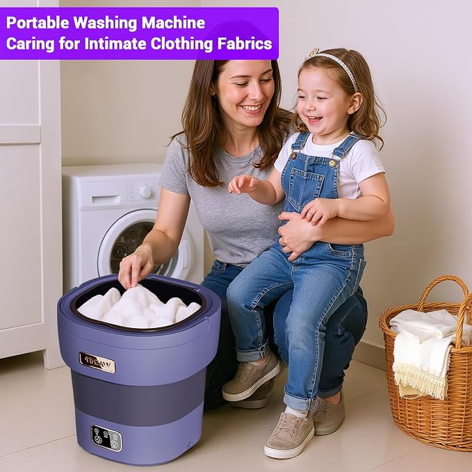 Garvee 12L Mini Portable Washing Machine and Dryer, Folding Compact Small Washer Fully Automatic 3 Cleaning Modes Collapsible Camping Washer for RV Dorm Travel Hotel Laundry