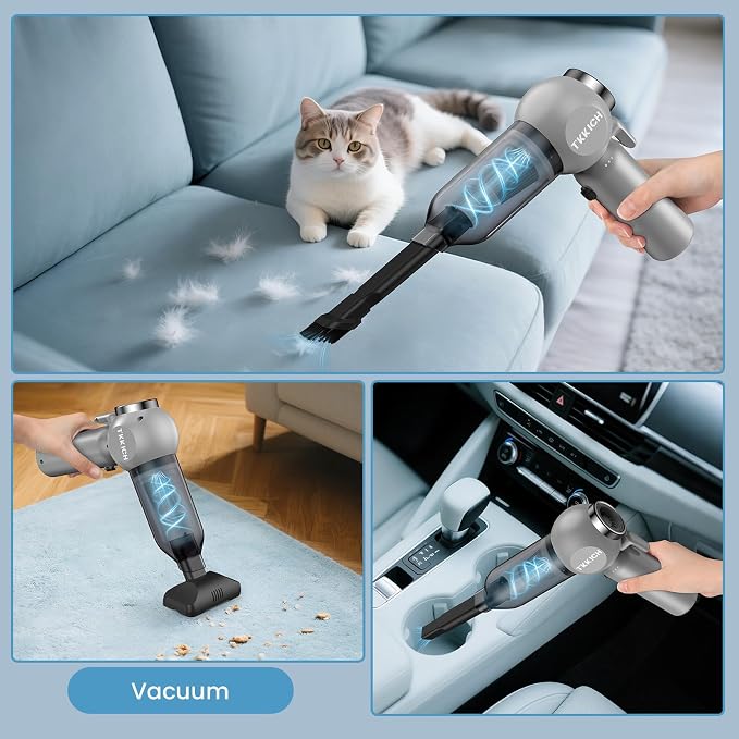 Car Vacuum Portable Cordless,Portable Mini Cordless Cleaner with 18000pa Suction Power,3 Suction Modes,Type-C Charge,7 in 1 mini Handheld Vacuum for Home,Car, Office Desk, Keyboards