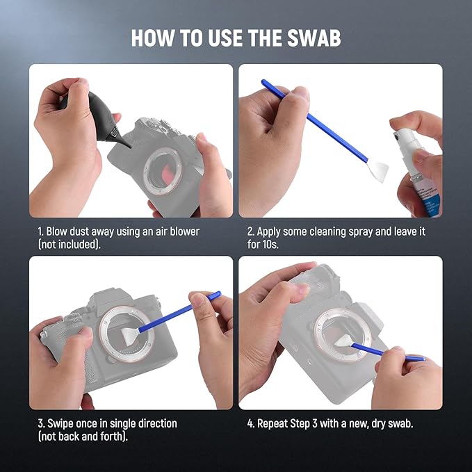 NEEWER 12 in 1 Camera Lens Cleaning Kit for DSLR Cameras, Electronics, Phones, Tablets, 10x Cleaning Swab for 16mm APS-C Sensor + 1x Cleaner Spray + 1x Cloth, HM-47