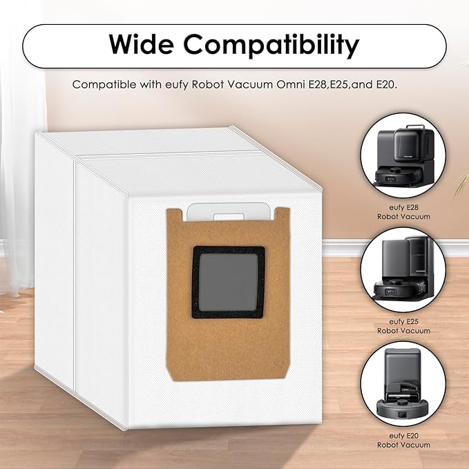 (6 Pack) E28/ C28 Replacement Dust Bags Compatible With Eufy Omni E28/ E25/ E35 Robot Vacuum Cleaner, Vacuum Replacement Dust Bags, Vacuum Bags, Canister Bag, Dirt Disposal Bags