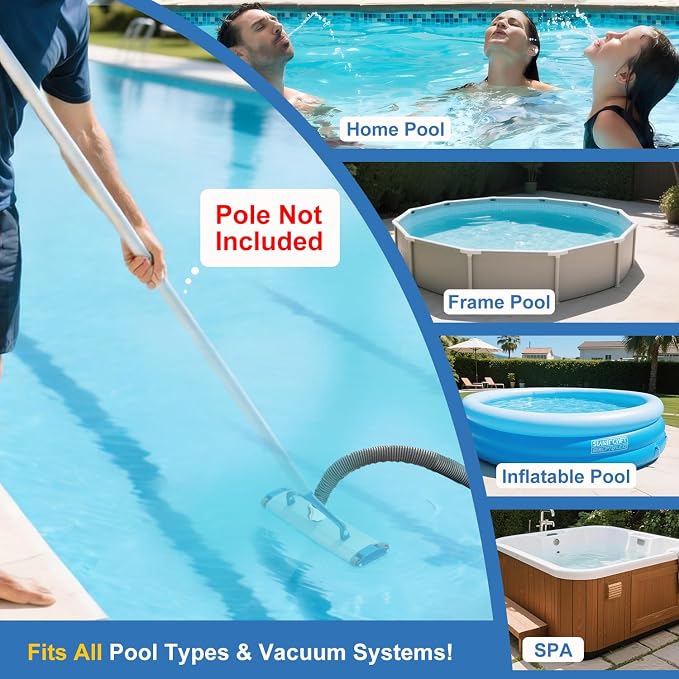 18" Commercial Grade Pool Vacuum Head, Extra-Wide & Weighted Heavy-Duty Vacuum Cleaner for Effortless, Fit for 1.5" Hose, Deep Cleaning The Large Inground Pools, Vinyl Liner Floor, Step, Corner