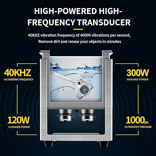 Ultrasonic Cleaner 3L Dual-Frequency Professional Digital Stainless Steel Cleaning Machine with Heater Timer for Denture, Coins, Small Metal Parts, Circuit Board, Lab Tools, etc