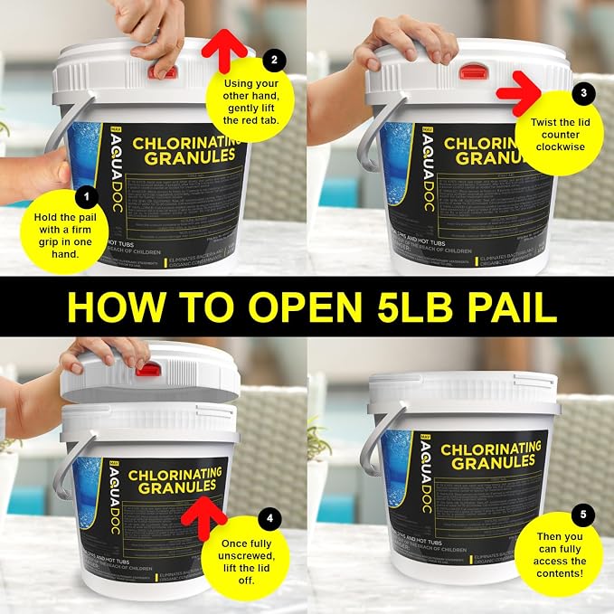 Pool Shock 5lbs – Fast Acting Enhanced Pool Chlorine Shock Treatment for Inground and Above Ground Pools, Saltwater Pools - Made in the USA, AquaDoc