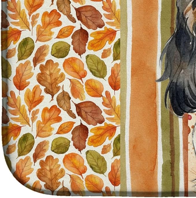 Caroline's Treasures Parti Cocker Spaniel Heirloom Fall Dish Drying Mat Absorbent Dish Drying Mat Pad for Kitchen Counter Dish Drainer Mat for Countertop, 14 x 21", Multicolor
