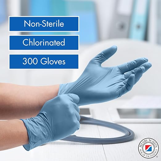 Henry Schein Criterion N300 Nitrile Exam Gloves – Small, Ice Blue, 300/Box – Chemo Tested, Latex-Free, Chlorinated, Textured Fingers, 2.76 Mil Finger Thickness, Beaded Cuff, Non-Sterile, Disposable