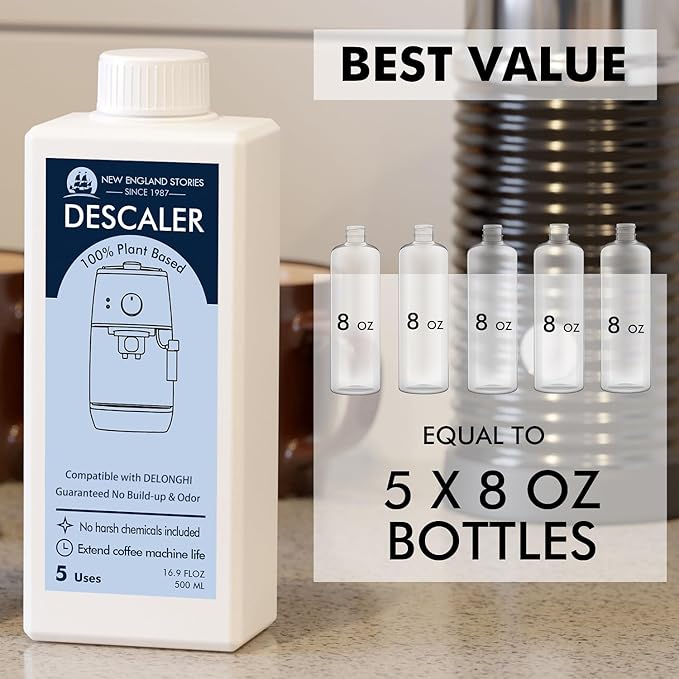 10 Uses DeLonghi Compatible Descaling Solution, Specially Designed to Clean Delonghi Coffee Machines and Maker - 33.8oz Espresso Coffee Maker Cleaner, Coffee Pot Cleaning Limescale Remover