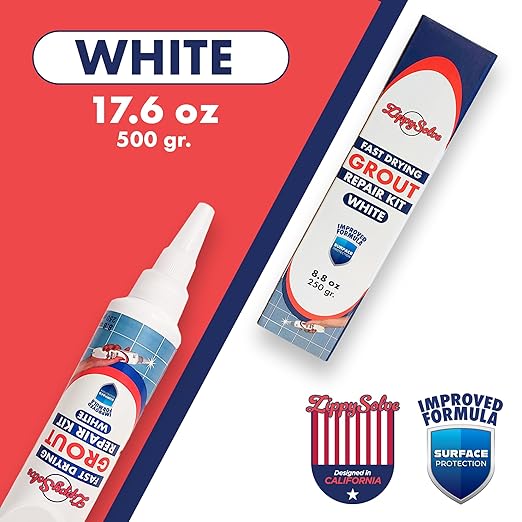 ZippySolve Tile Grout, Repair Kit, 2 Pack Grout Filler, Restore & Renew Tile Joints Line, Fast Drying Grout Paint Squeeze Tube for Bathroom Shower Kitchen Floor, Waterproof (17.6 oz, White)