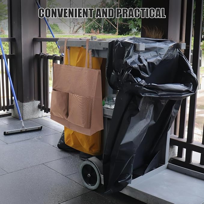 OUNONA Janitorial Cart Bag 2-Pack 17.71 X 15.74 X 15.74 Inch Cleaning Cart Trash Collection Replacement Bags with Secure Fastening for Housekeeping and Janitorial Use