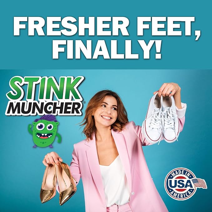Stink Muncher Natural Enzyme Shoe Deodorizer Spray, Foot Odor Eater, Eliminator & Freshener | Wipe Out the Cause Of Smells At Their Source | Made In the USA