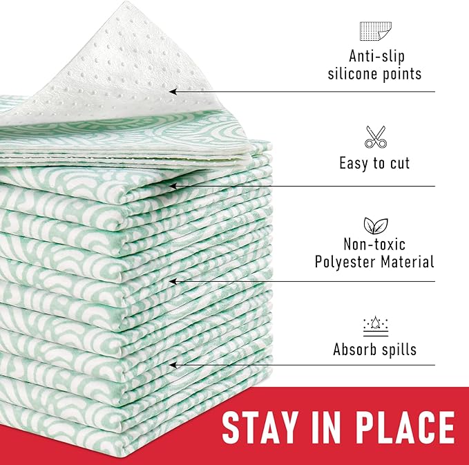 Cooyes Non-Slip Refrigerator Liners for Shelves, 17.7" × 24", 12 Pack, Large Fridge Drawer & Shelf Liners for Kitchen Cabinets Non-Adhesive, Breathable Material, BPAfree, Keep Produce Fresh Longer