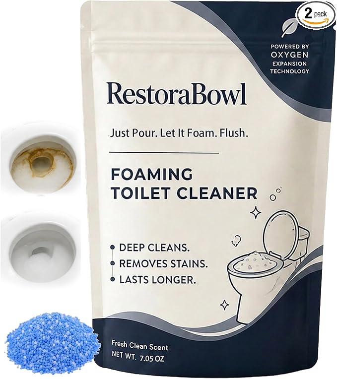 Restorabowl Toilet Cleaner, Professional Foaming Toilet Bowl Cleaner, Just Pour. Let It Foam. Flush. Deep-Cleans Below the Surface, Safe for Porcelain& Septic Systems (1pcs)