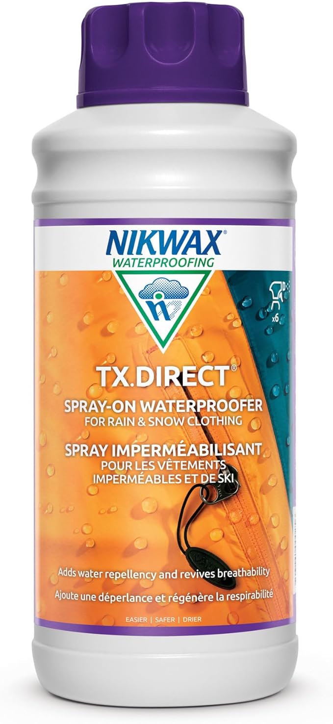 Nikwax TX.Direct Spray-On Waterproofing, 1000ml Refill, High Performance Waterproofing Renewal Treatment Restores DWR Water Repellency in Jackets, Outerwear, Rain, Ski and Snow Gear