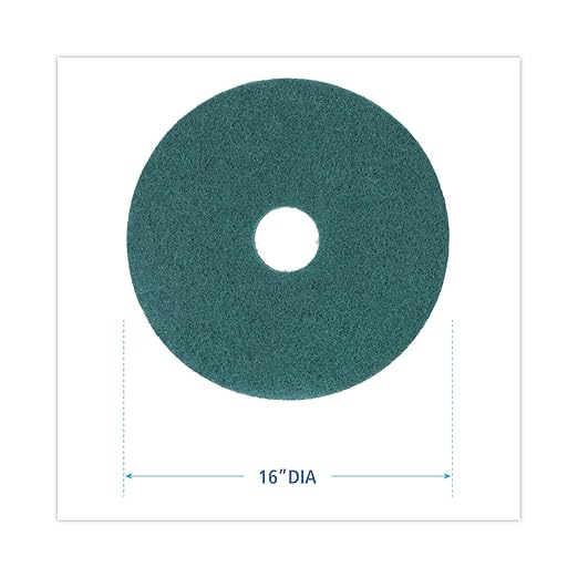 Boardwalk Heavy-Duty Scrubbing Floor Pads, 16" Diameter, Green, 5/Carton