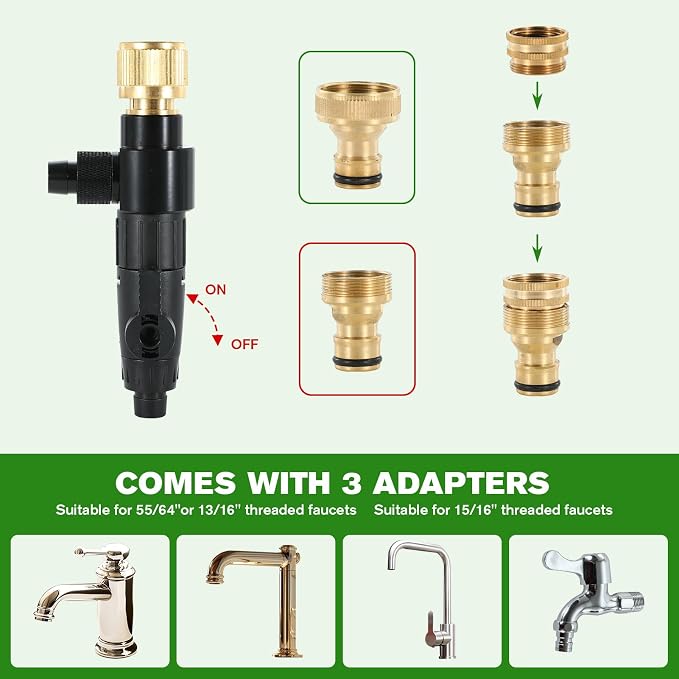 Aquarium Siphon Vacuum Gravel Cleaner Kit for Fish Tank Cleaning Gravel & Sand, Fish Tank Water Changer Metal Faucet Connector with Long Hose Drain & Fill（32ft）