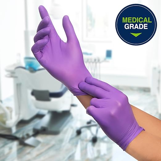 HALYARD Purple Nitrile Dental Patient Exam Gloves, Non-Sterile, 5.9 mil, 9.5 Inches, Purple, X-Large, 53434 (Case of 900)
