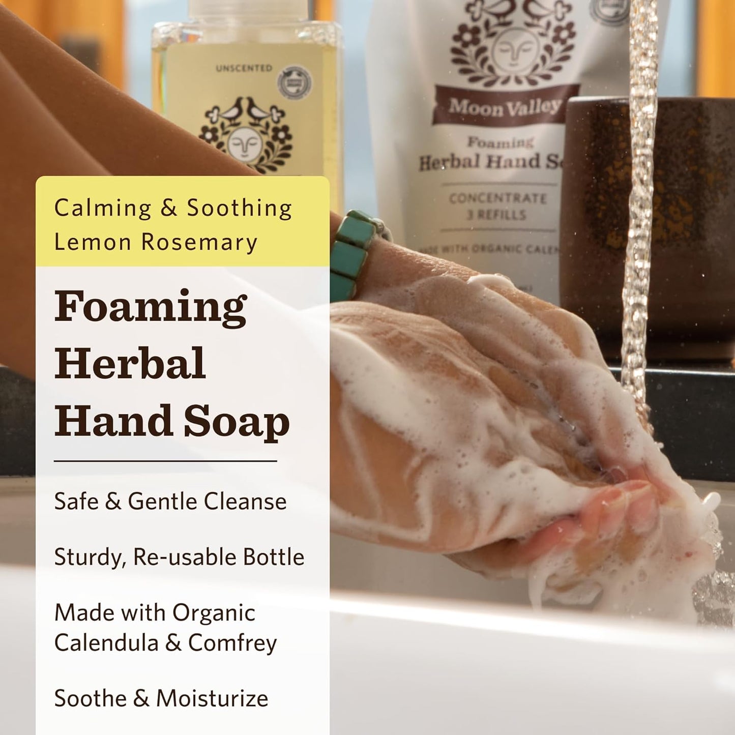 Moon Valley Herbal Foaming Hand Soap, Lemon Rosemary Two Pack, Vegan, Recyclable Bottle