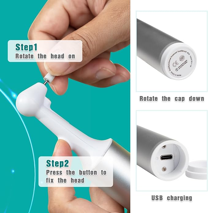 Electric Tooth Polisher for People Dental Calculus Plaque Remover for Animal,5 Replacement Heads,USB Rechargeable,Cleaning Tools
