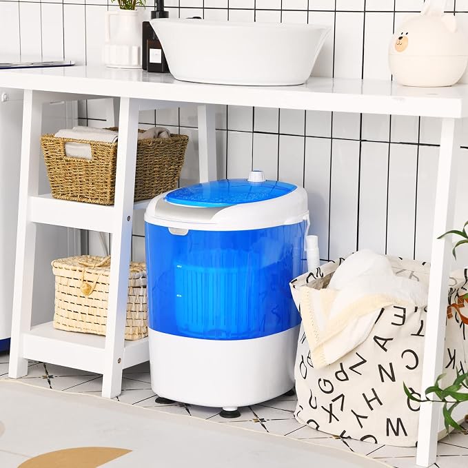 Mini Portable Washing Machine, 5.5 LBS Capacity Washer Machine and Spinner Combo with Spin Tub & Drain Hose, Small Semi-automatic Portable Washer for Apartment Dorm RV (Blue)