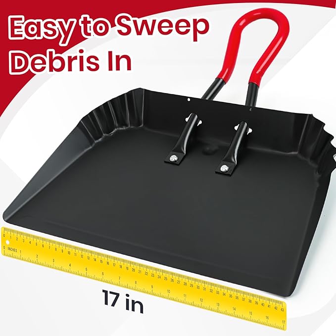 KalTell 2PK 17” Metal Dustpan and 3PK 18” Push Broom