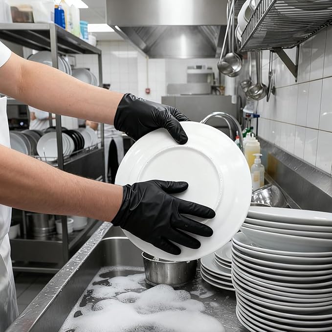 Maxdot 1500 Count Nitrile Gloves XL Black Bulk Disposable 6 Mil Heavy Duty Nitrile Gloves for Food Prep Kitchen Cooking Cleaning Resistant, Powder Free
