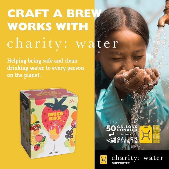 Craft A Brew - Juice Box - A Fruit Wine Making Kit - Easy for Beginners - At Home Wine Making Kit - Includes Ingredients & Reusable Equipment - Use Any Fruit Juice or Lemonade - Makes 1-Gal Batch
