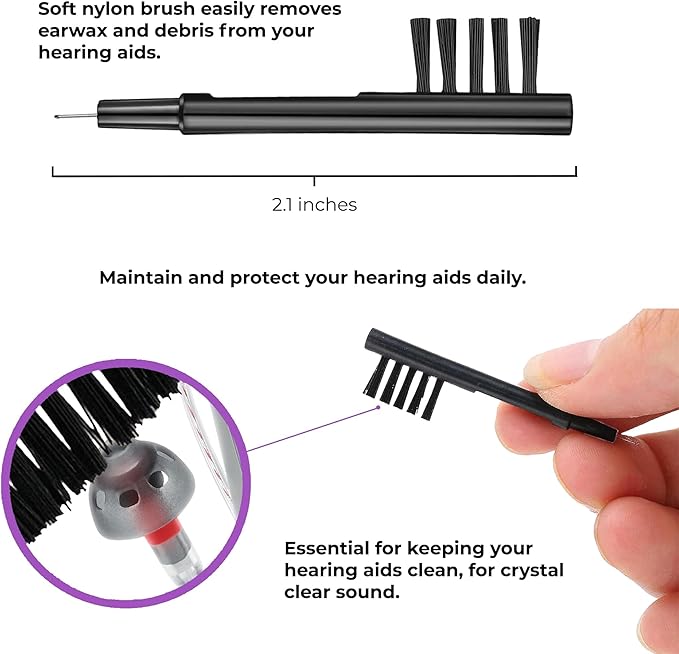Lexie Cleaning Care Kit for B2 and B2 Plus OTC Hearing Aids Powered by Bose - Hearing Aid Care Kit Includes Cleaning Brush, Replacement Domes in 3 Sizes, Wax Guard Packs and Drying Capsules