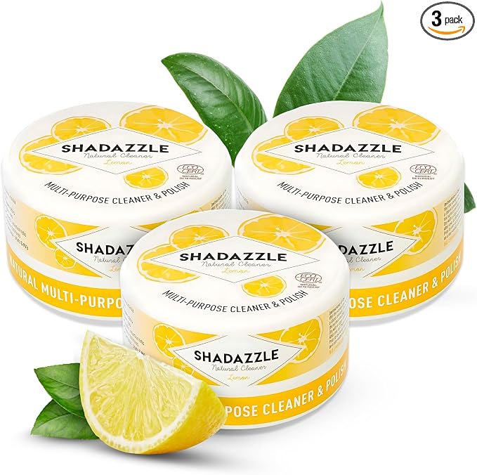 Shadazzle Natural All Purpose Cleaner and Polish, 3 Pack Lemon Scent | Clean & Polish Surfaces, All Natural Ingredients, Easy to Rinse, For Kitchen, Bathroom, Tiles, Glass, Sink, Stainless Steel