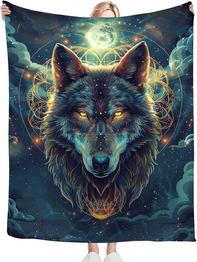 Tijuboni Wolf Throw Blanket Wolf Gifts for Girls Boys Women Men Kids Adults Soft Flannel Fleece Blanket for Couch Sofa Bed Home Decor 40"x50"