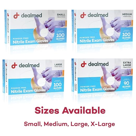 Dealmed Nitrile Exam Gloves – 90 Count X-Large (Case of 10) Disposable, Non-Irritating, Latex Free, Multi-Purpose for First Aid Kit, Medical Facilities & More