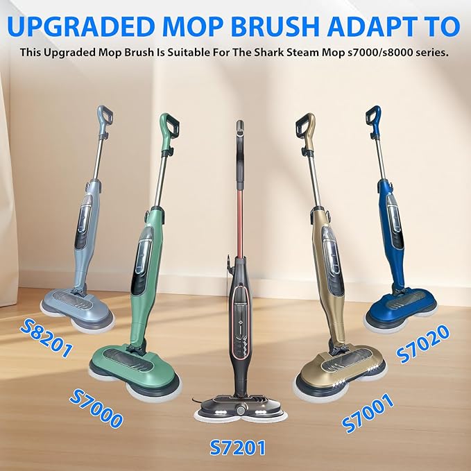 Steam Mop Pads Replacement Brush Head for Shark Steam Mop Professional Cleaning and Polishing Compatible with Shark S8201/S7000/S7001 Series for Deep Cleaning Hard Floors, 8 Mop Pads and 2 Brush Head