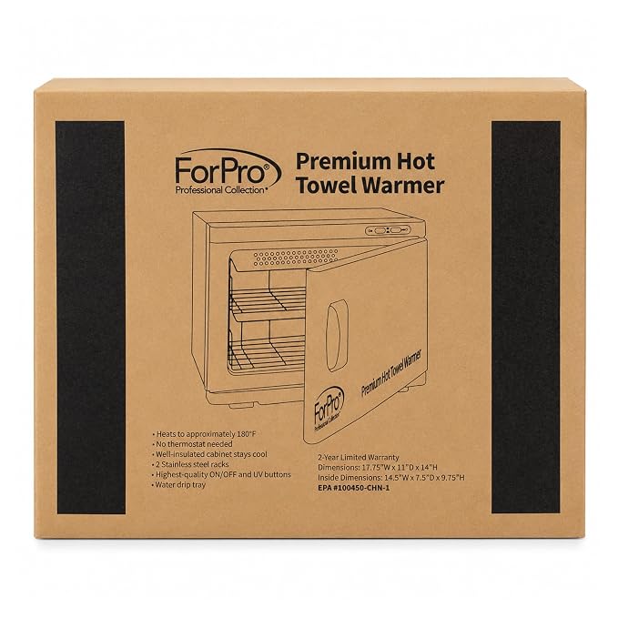 ForPro Professional Collection Premium Hot Towel Warmer, 23L Extra Large Capacity, Two Stainless Steel Racks, White