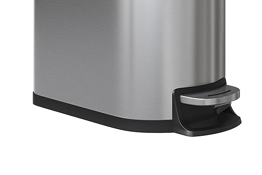 Garvee 2.6 Gallon / 10L Slim Stainless Steel Bathroom Trash Can with Lid, Step-On Pedal, Soft Close, Inner Bucket, Waterproof Small Garbage Bin for Bedroom, Silver
