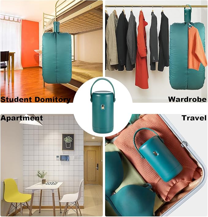 OUEST Portable Mini Clothes Dryer for Apartment, RV,Travel ，Compact Dryer, Sturdy, Easy to use, for Light Clothing Underwear, Baby Clothes-Green