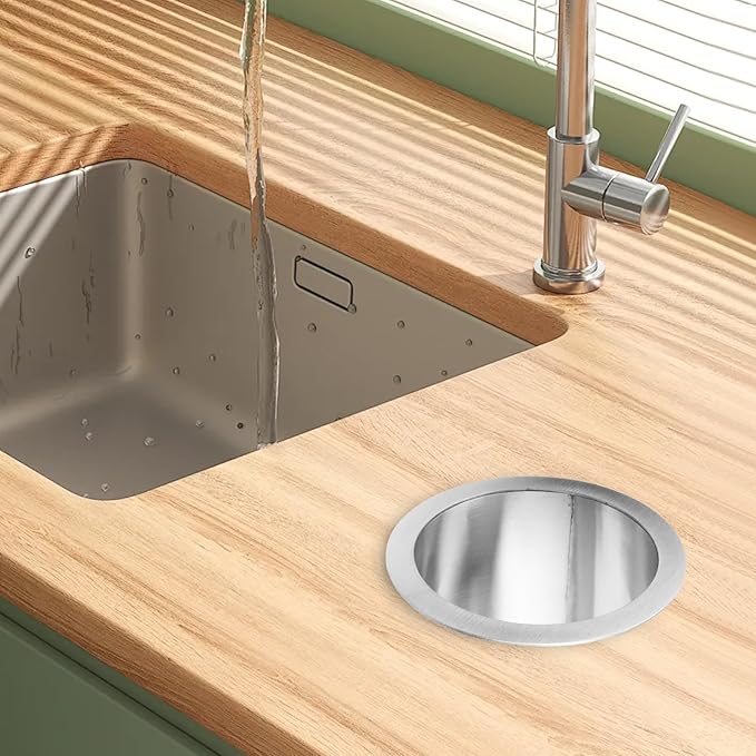 Antrader Trash Chute,Stainless Steel Round Countertop Trash and Waste Chute for Kitchen Bathroom Office,Round (150mm/5.91inch),1Pcs