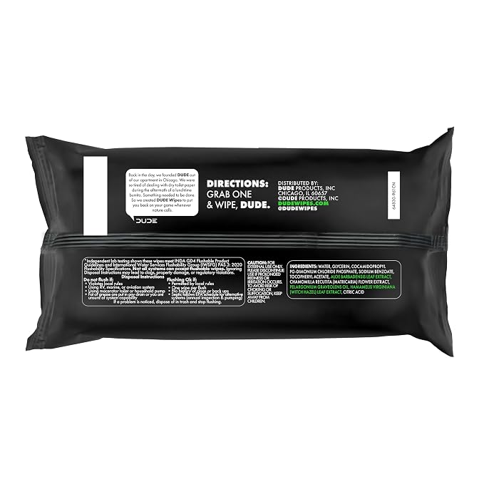 DUDE Wipes Herbal Relief Flushable Wipes - Extra-Large Adult Wet Wipes - 12 Pack (144 Count) - Infused with Soothing Witch Hazel, Geranium Essential Oils, Vitamin E, and Aloe - Septic and Sewer Safe