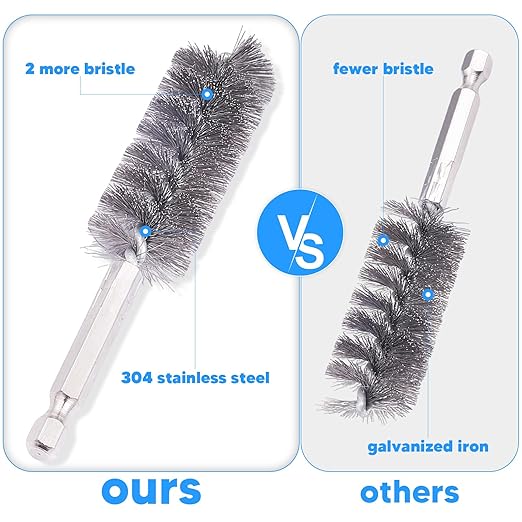 20pcs Drill Brush Attachments for Cleaning, Wire Brush for Drill, Drill Wire Brush, Stainless-Steel Bore Brush with Handle 1/4 Inch Hex Shank, for Drill Attachment, Tube Cleaning Rust