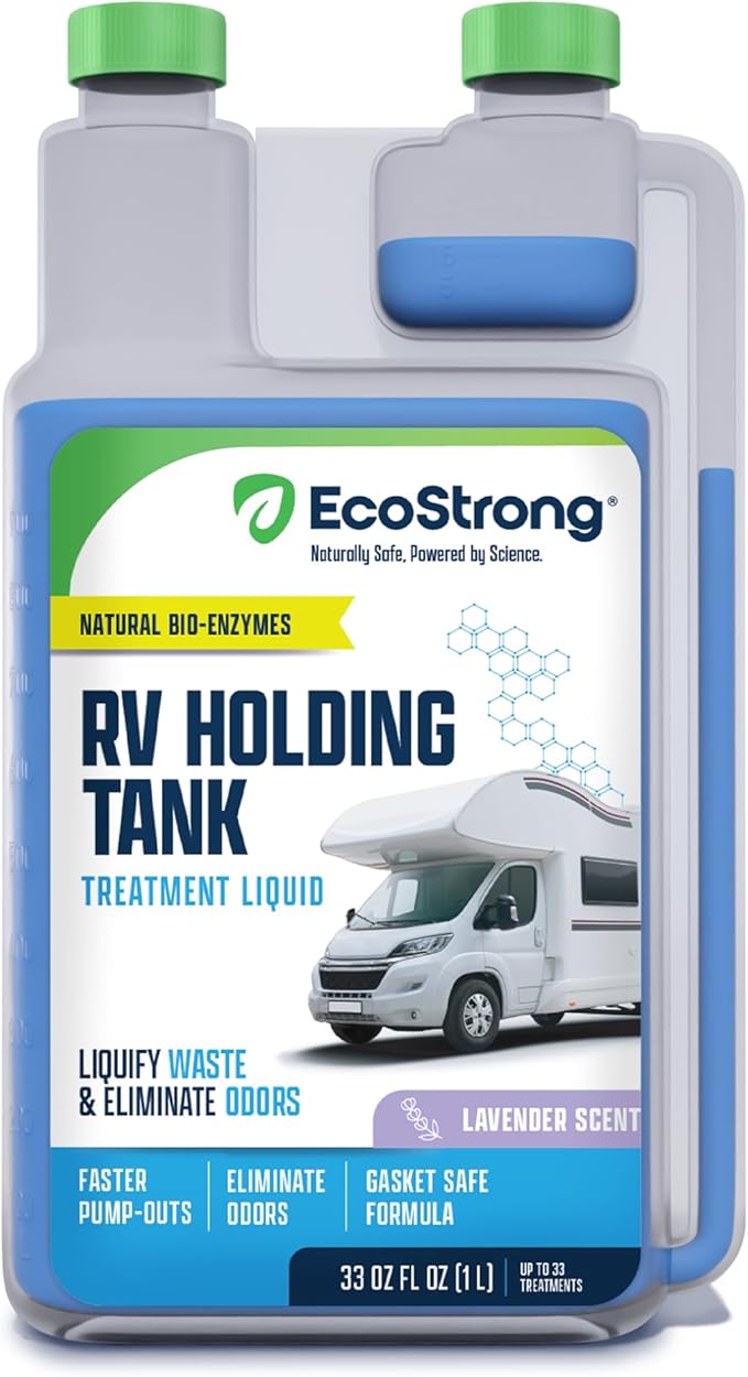Eco Strong RV Toilet Treatment | RV Black Tank Treatment | RV Holding Tank Digestor, Odor Eliminator, and Cleaner | Perfect for Campers, RVs, Boats, 33 Treatments, Lavender