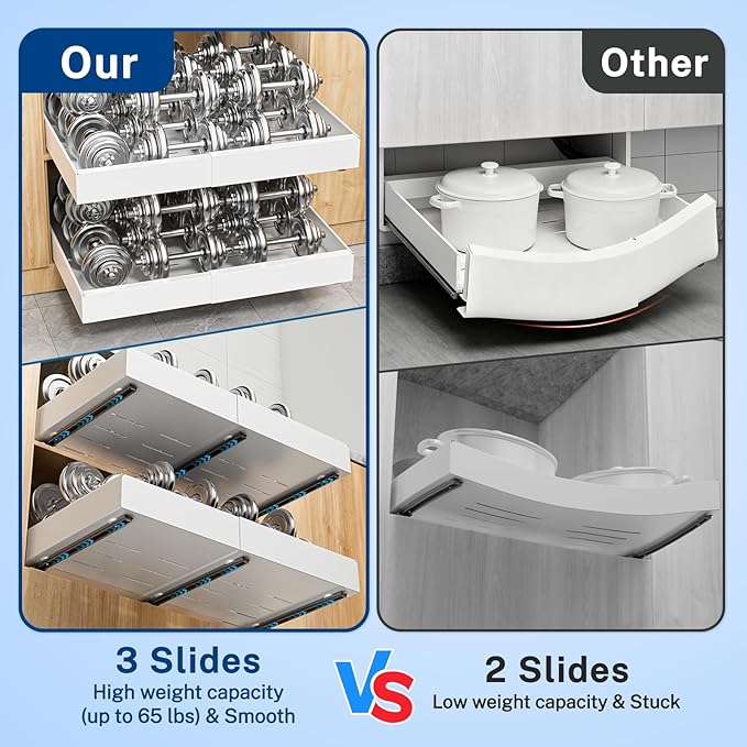 Insputer 2 Pack Under Sink Organizer with 2 Pack Pull Out Cabinet Organizer Expandable Width(12.2"-20.47") & 21" Deep