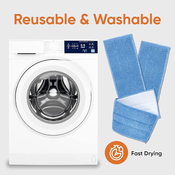 Superio Microfiber Mop Pads Washable Microfiber Refill for Superio Miracle Mop, Microfiber Mop Replacement Head with Velcro, 16 Inch Blue Mop Refill for Flat, Spray Mop Set, 12 Pack